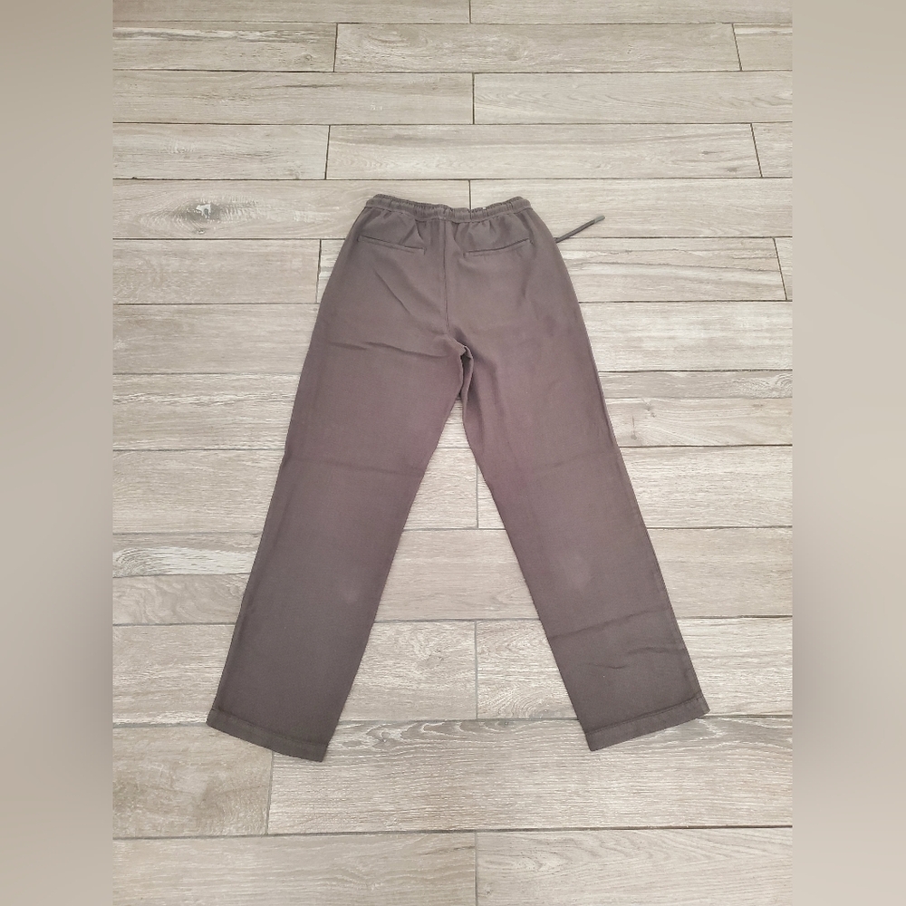 ZARA 100% cotton army olive green relaxed fit pull-on tapered casual pants - Picture 8 of 8